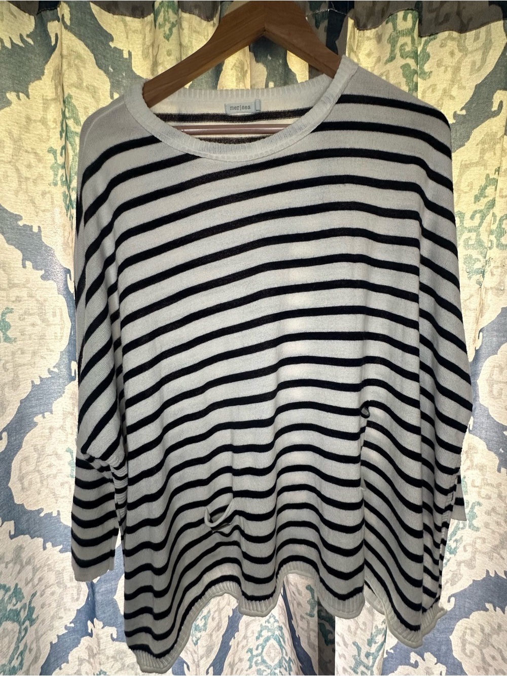 Mer Sea Black & White Striped Oversized Sweater